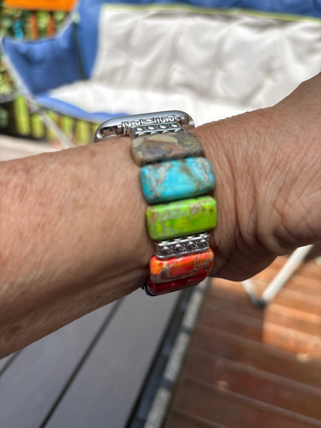 Customer photo review of Chic Chakra Stretch Apple Watch Strap