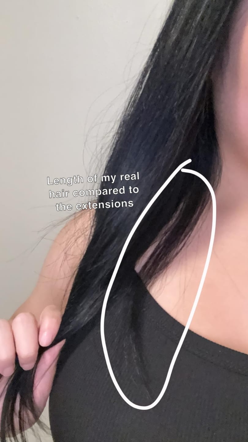 Customer photo review of Virgin Genius Weft Hair Extensions Off Black #1B