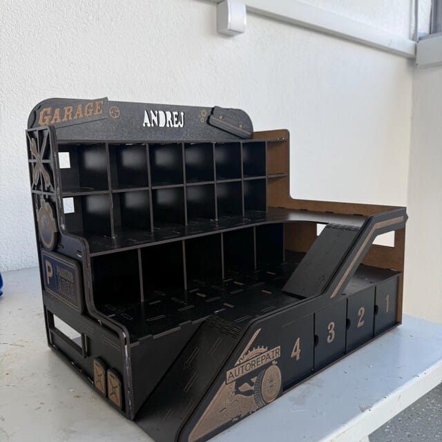 Customer photo review of Toy Garage Cars Storage Laser Cut SVG File