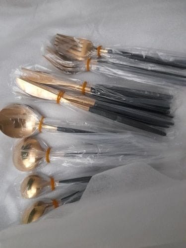 Customer photo review of Modern Golden Flatware Sets - 24 Piece