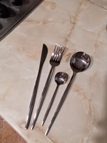 Customer photo review of Modern Silver Flatware Set - 24 Piece