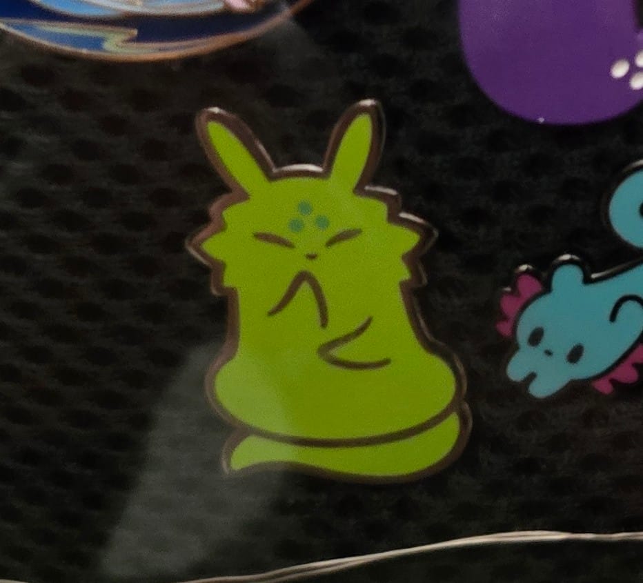 Customer photo review of Rain World - Saint Slugcat Pin