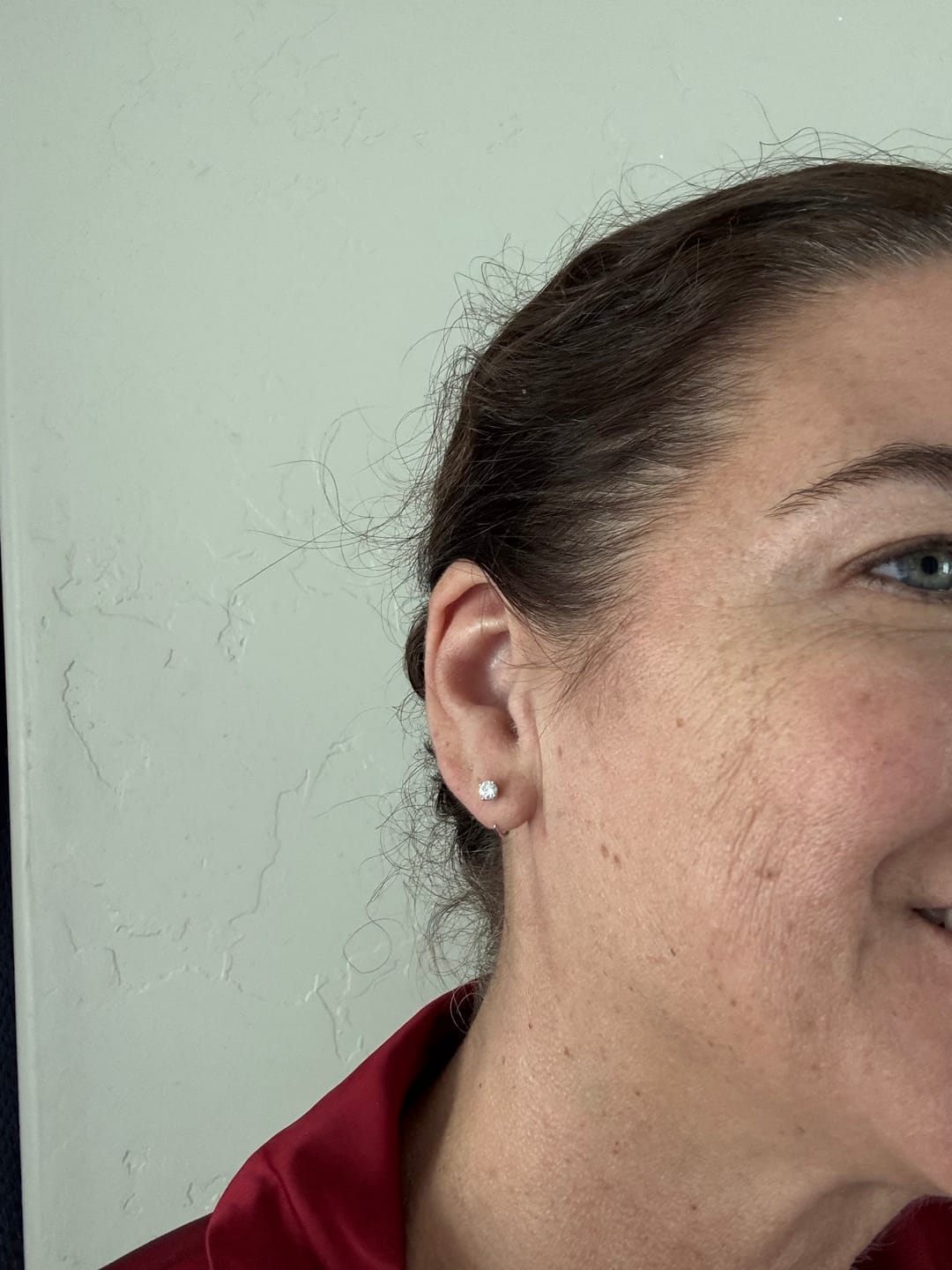 Customer photo review of Stay Close Moissanite Hoops