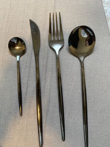 Customer photo review of Modern Black Flatware Set - 24 Piece