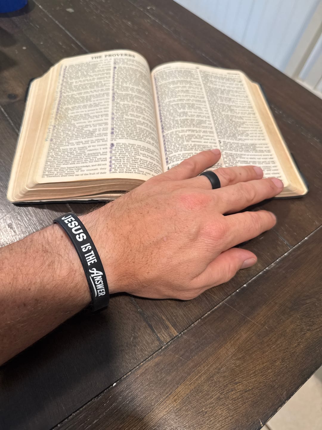 Customer photo review of Jesus Is The Answer Wristband