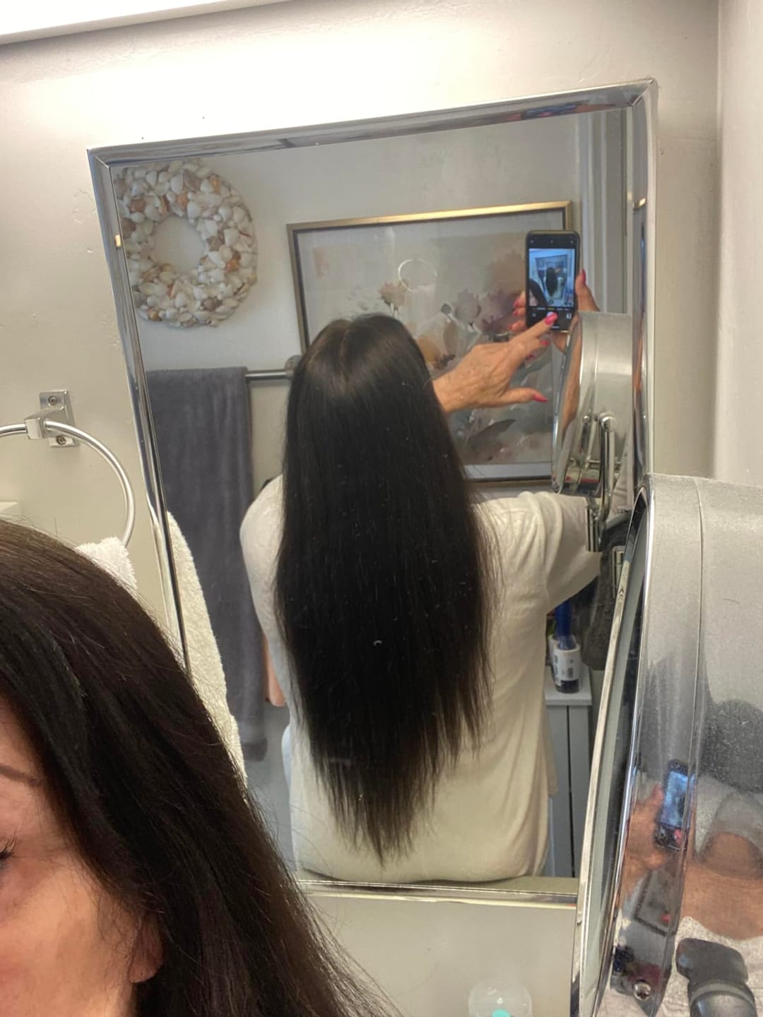 Customer photo review of Virgin Genius Weft Hair Extensions Off Black #1B