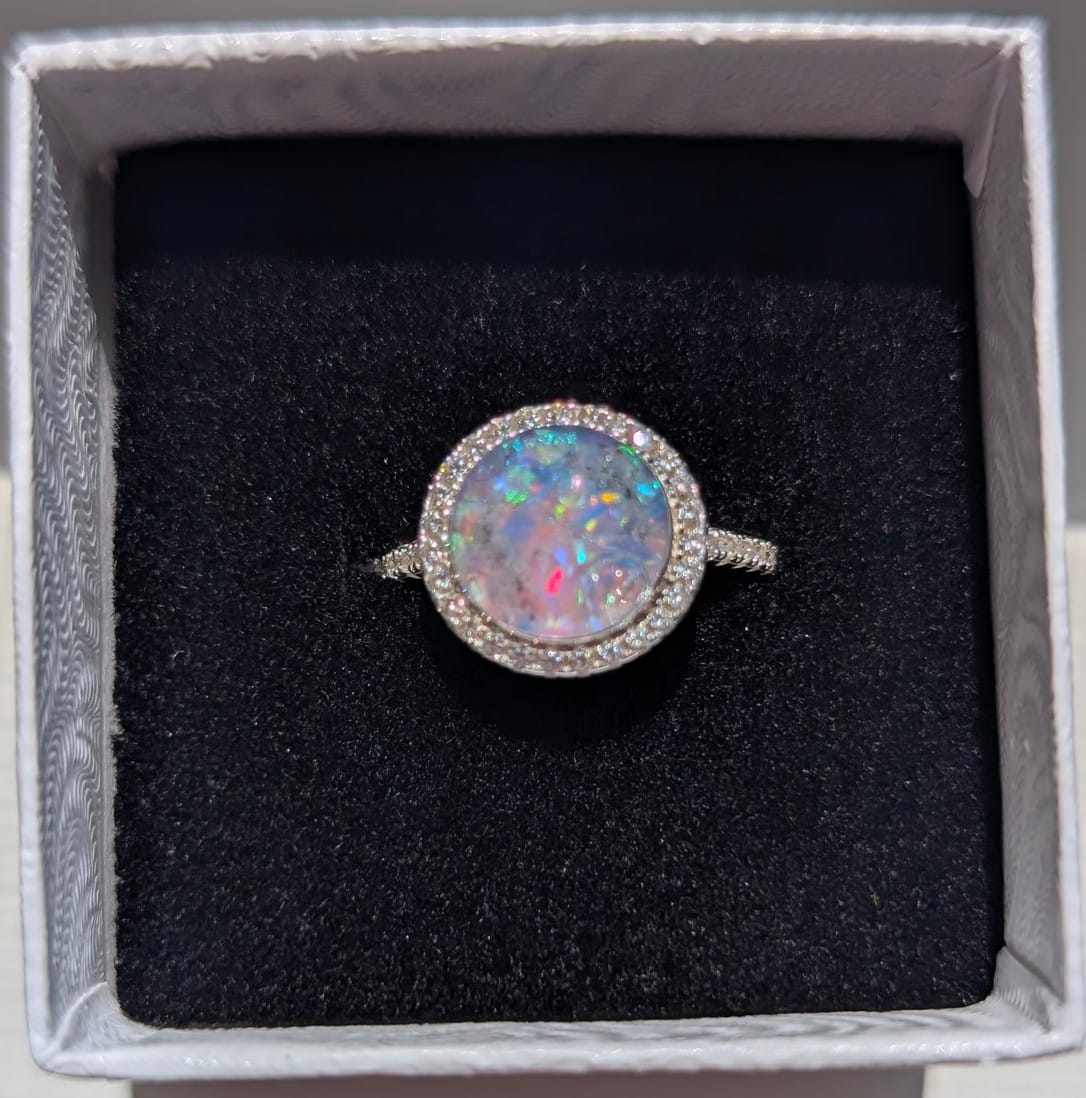 Customer photo review of Bedazzled Circle Opal Cremation Ring