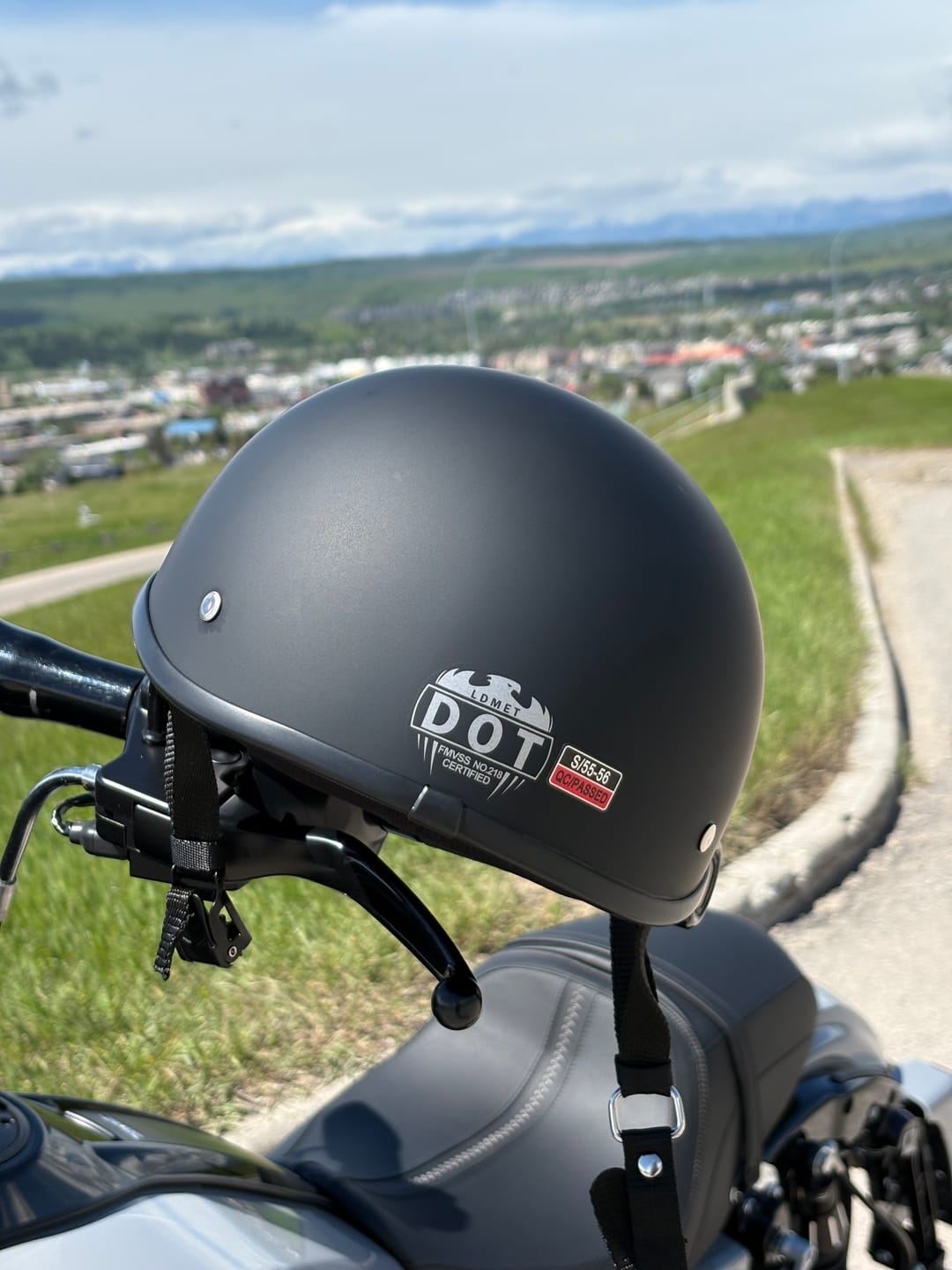 Customer photo review of Lightweight SOA Style DOT Beanie Helmet / Matte Black
