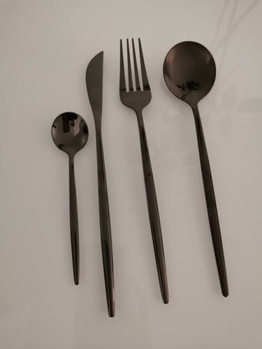 Customer photo review of Modern Black Flatware Set - 24 Piece