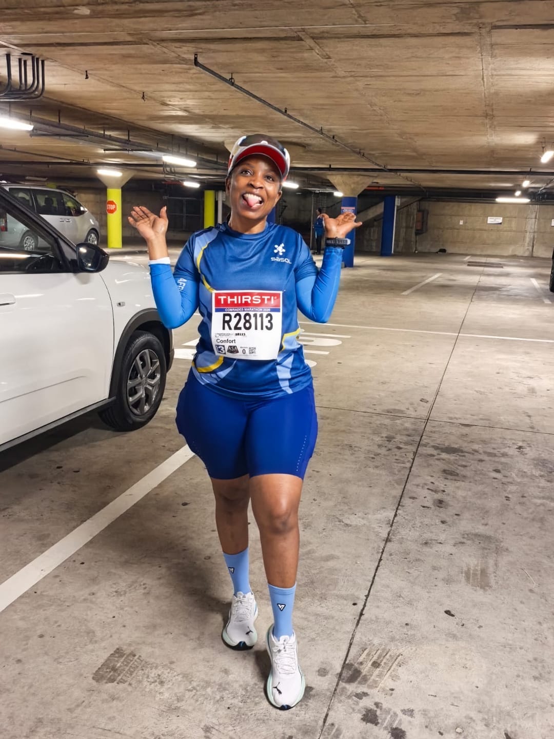 Customer photo review of 8-Inch High-Waist Running Shorts with Zip Pocket