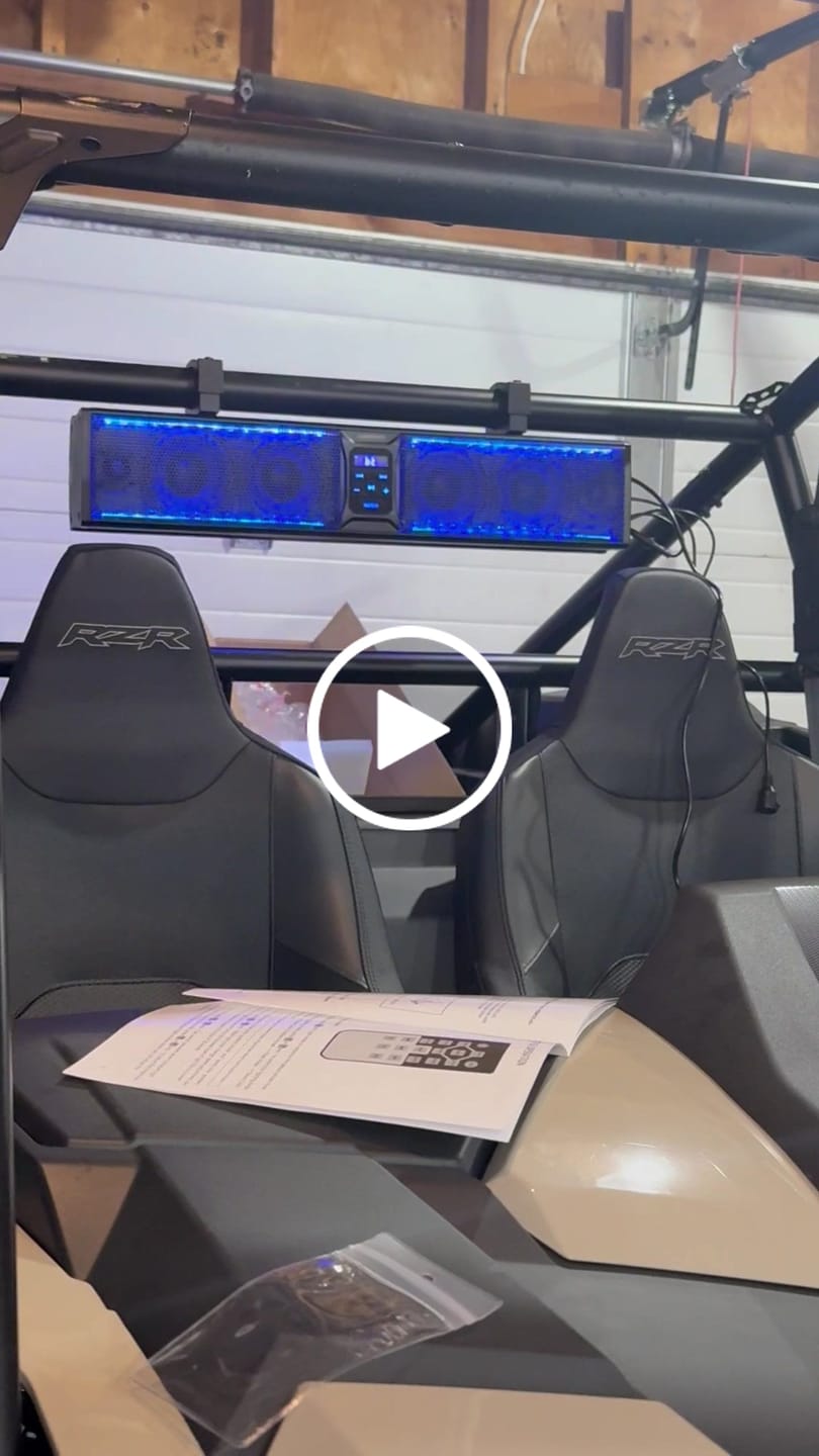 Customer video review of UTV Sound Bar RGB 25'' Bluetooth Multicolor Lights 500W Amplifier 1.25''-2'' Roll Bar