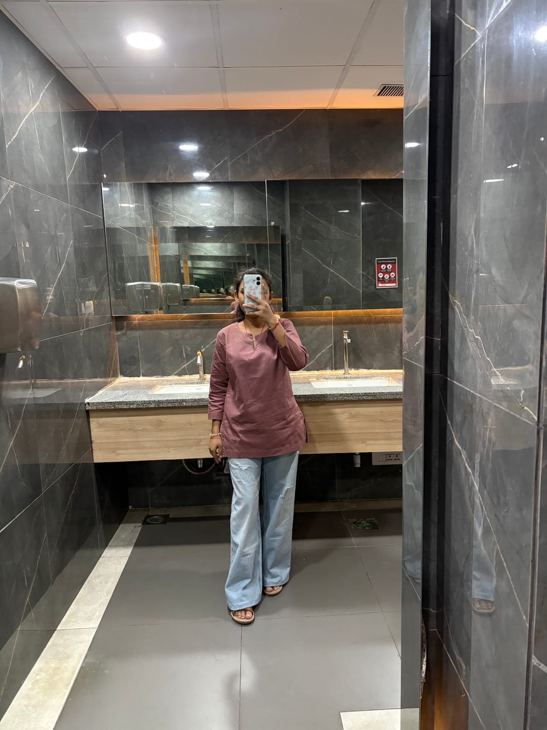 Customer photo review of Women Rose Taupe Airy Linen Split Neck Short Kurta