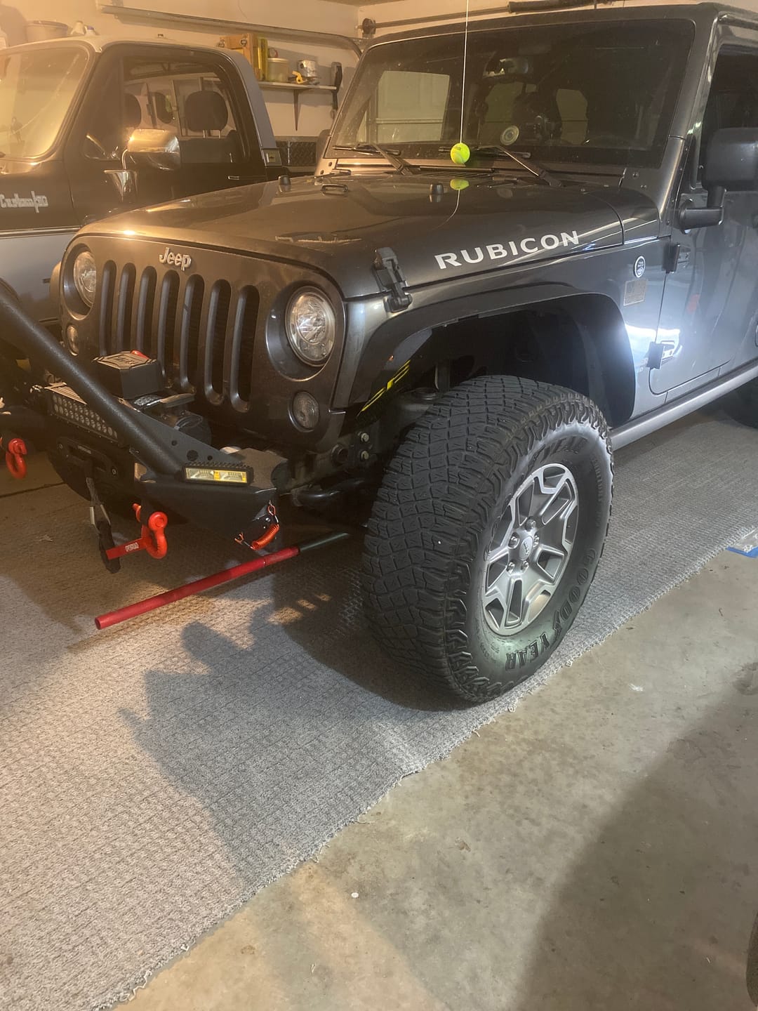 Customer photo review of Rubicon vinyl decal set fits Jeep Wrangler 2007-2016 hood