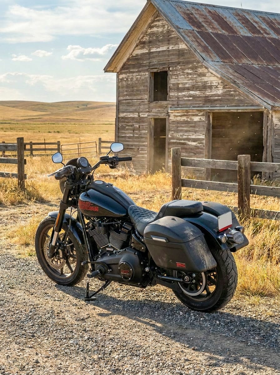 Customer photo review of 44L - Lamellar Stallion XL Leather Covered Hard Saddlebags For 2025+ Harley Softail Low Rider S FXLRS