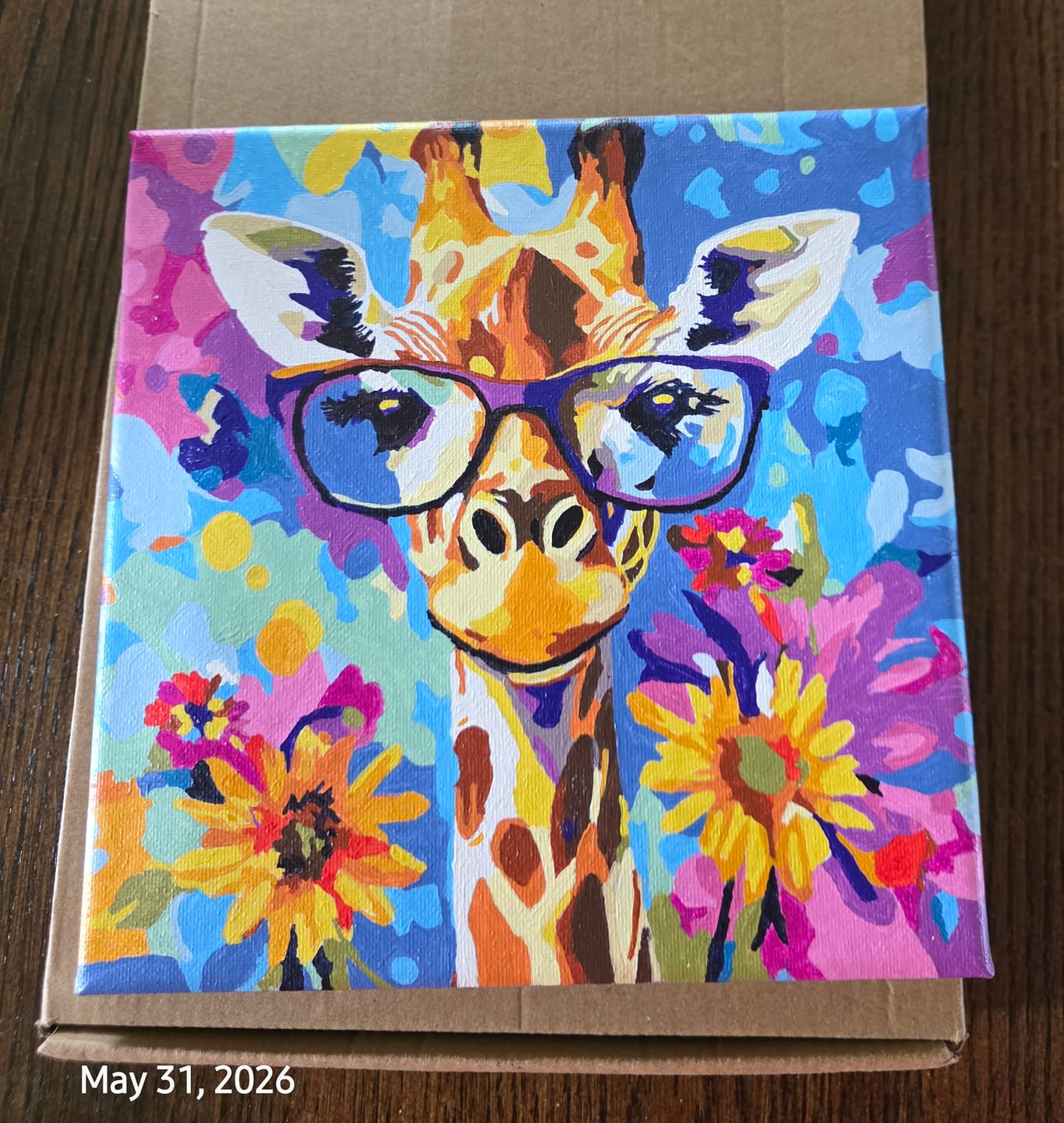 Customer photo review of Mini Paint by Number with Frame - Cool Giraffe with Flowers