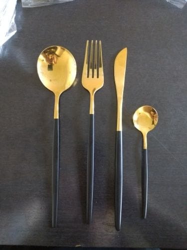Customer photo review of Modern Golden Flatware Sets - 24 Piece