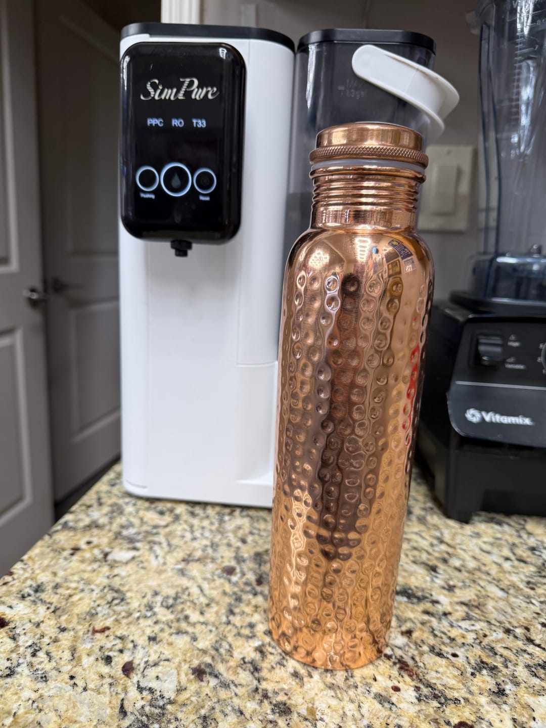 Customer photo review of Certified Ayurveda® Pure Copper Water Bottles - V2 Hand-Hammered Edition