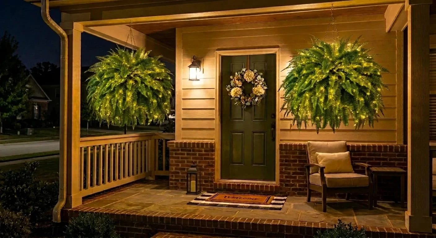 Customer photo review of 🔥Last Day 60% OFF🔥Oversized Pre-Lit Artificial Boston Ferns --No watering, No fading