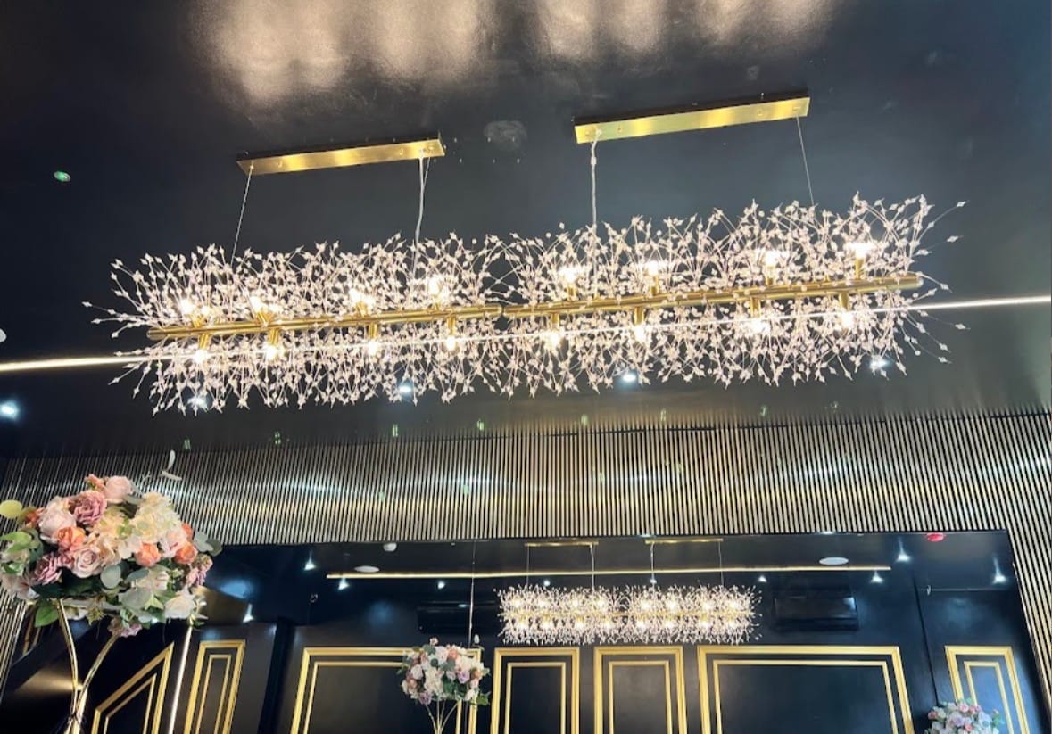 Customer photo review of Modern 12-Light Crystal  Linear Chandelier