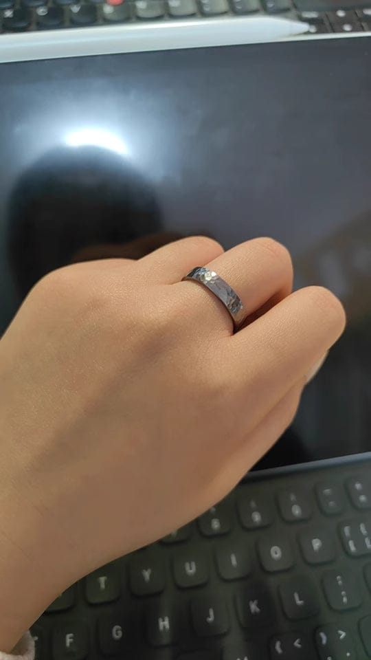 Customer photo review of Glimpse Eternity Pure Tantalum Hammered Mirror Ring