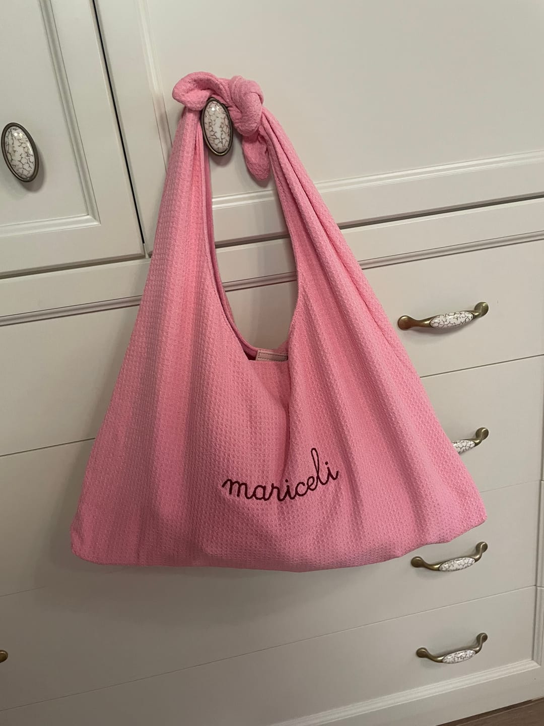 Customer photo review of Borsa Nodo in Spugna - Rosa