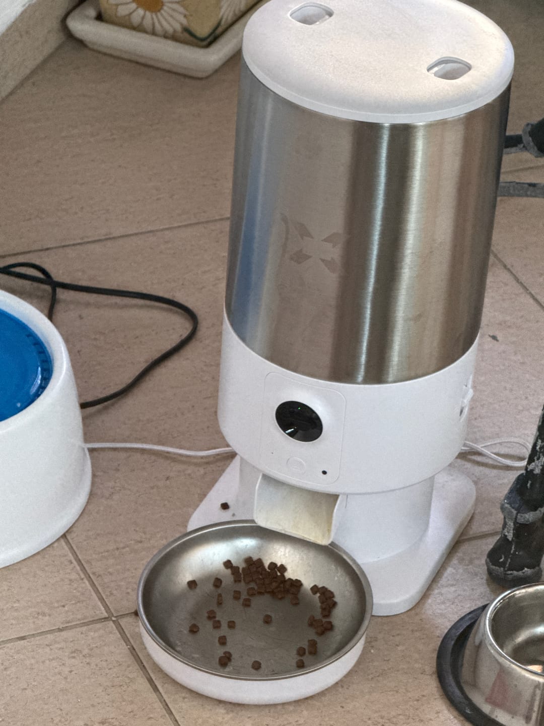 Customer photo review of Akıllı Çelik Mama Kabı (Kameralı) & Çift Kase Kiti | Paslanmaz Çelik Hazneli, Mama Bildirimi, 5L, Çelik, Sesli Görüş Destekli Set