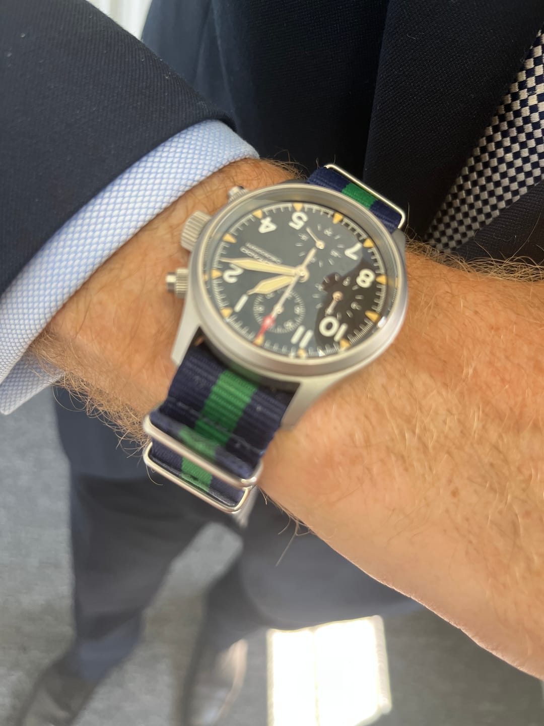 Customer photo review of Classic Military Style Strap - Blue & Green