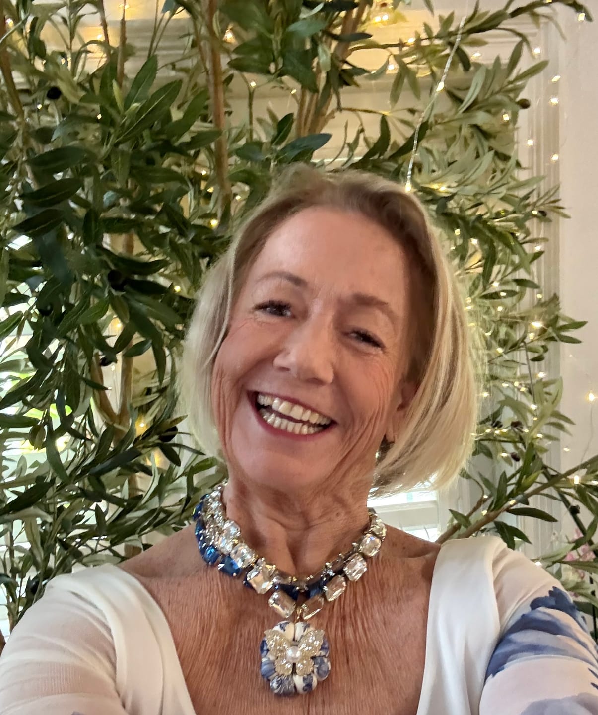 Customer photo review of Flora Blue Butterfly Vintage Silk Necktie Jewel Necklace