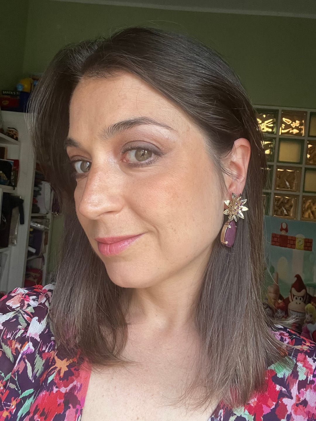 Customer photo review of Orecchini Adele con cristalli ametista - goccia ciliegia
