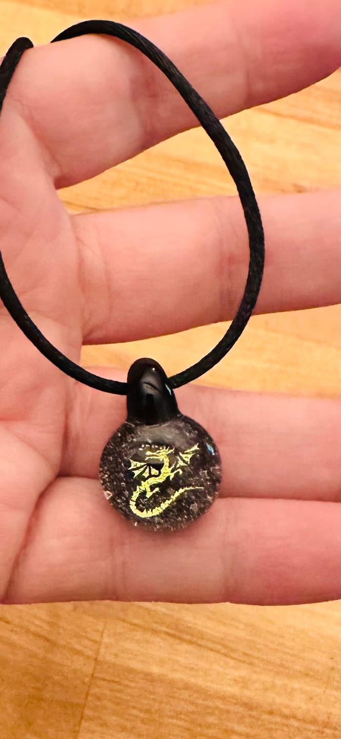 Customer photo review of Dragon Hologram Pendant with Infused Cremation Ash