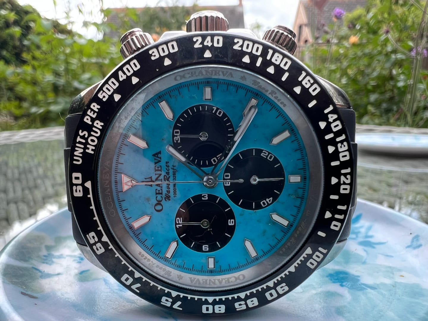 Customer photo review of Oceaneva WaveRacer 1000m Mechanical Chronograph Automatic Grade 5 Titanium Watch Turquoise