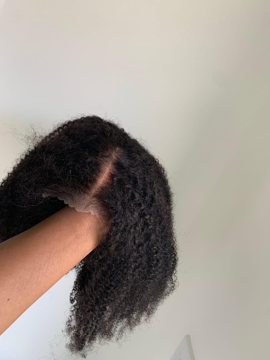 Customer photo review of Wavymy Afro Curly 7x5 Lace Closure Wig Pre-bleached Layered Cut Wear & Go Glueless Wigs Dome Cap 180% Density