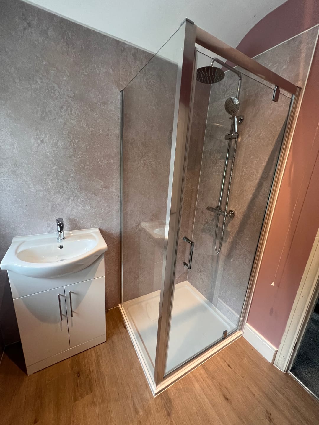 Customer photo review of Premium Beige Concrete Matt Shower Wall Panel - 1M x 2.4M