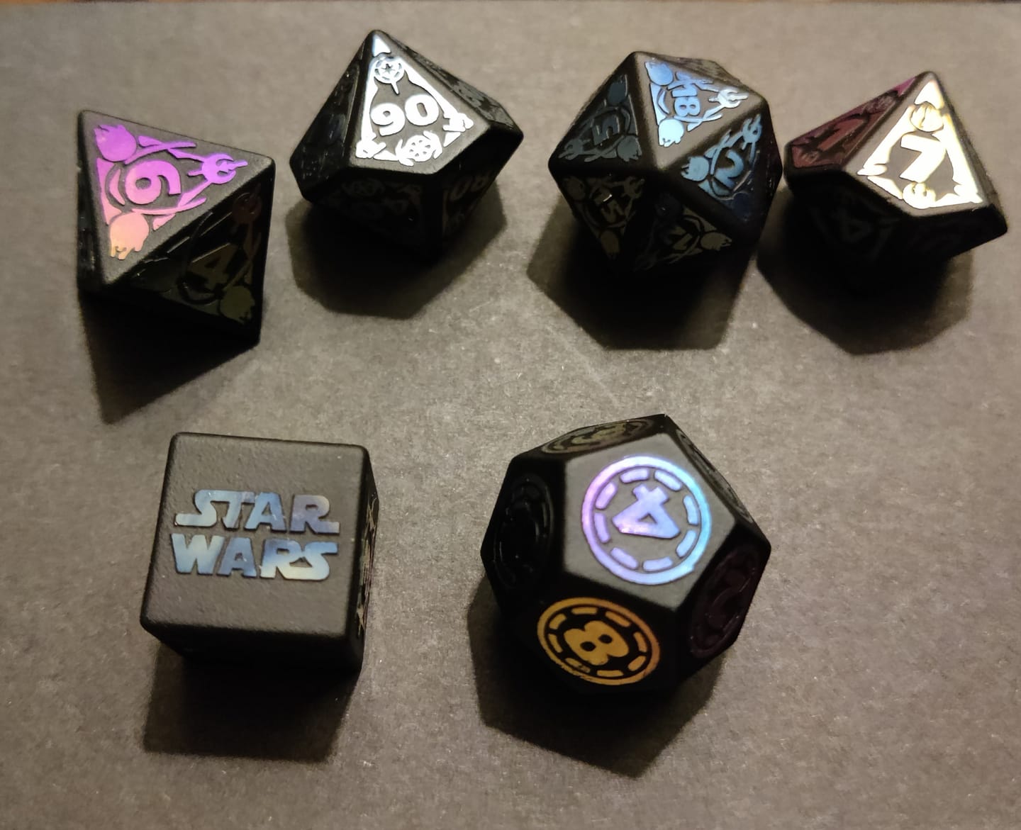 Customer photo review of URWizards Obsidian Raised Plating Number Dice Set Star Wars