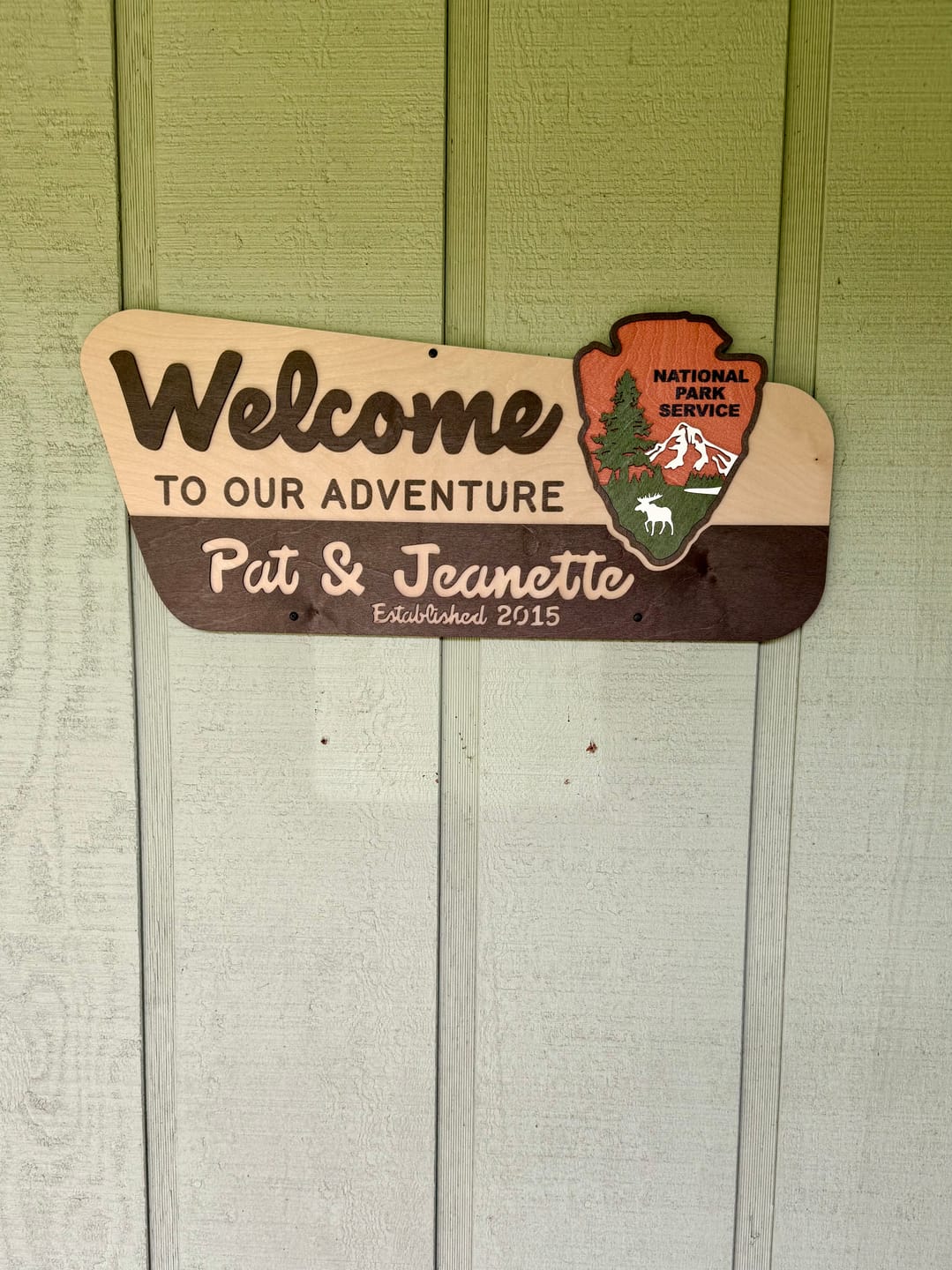 Customer photo review of 3D National Park Service Family Name Welcome Sign (Moose Design)