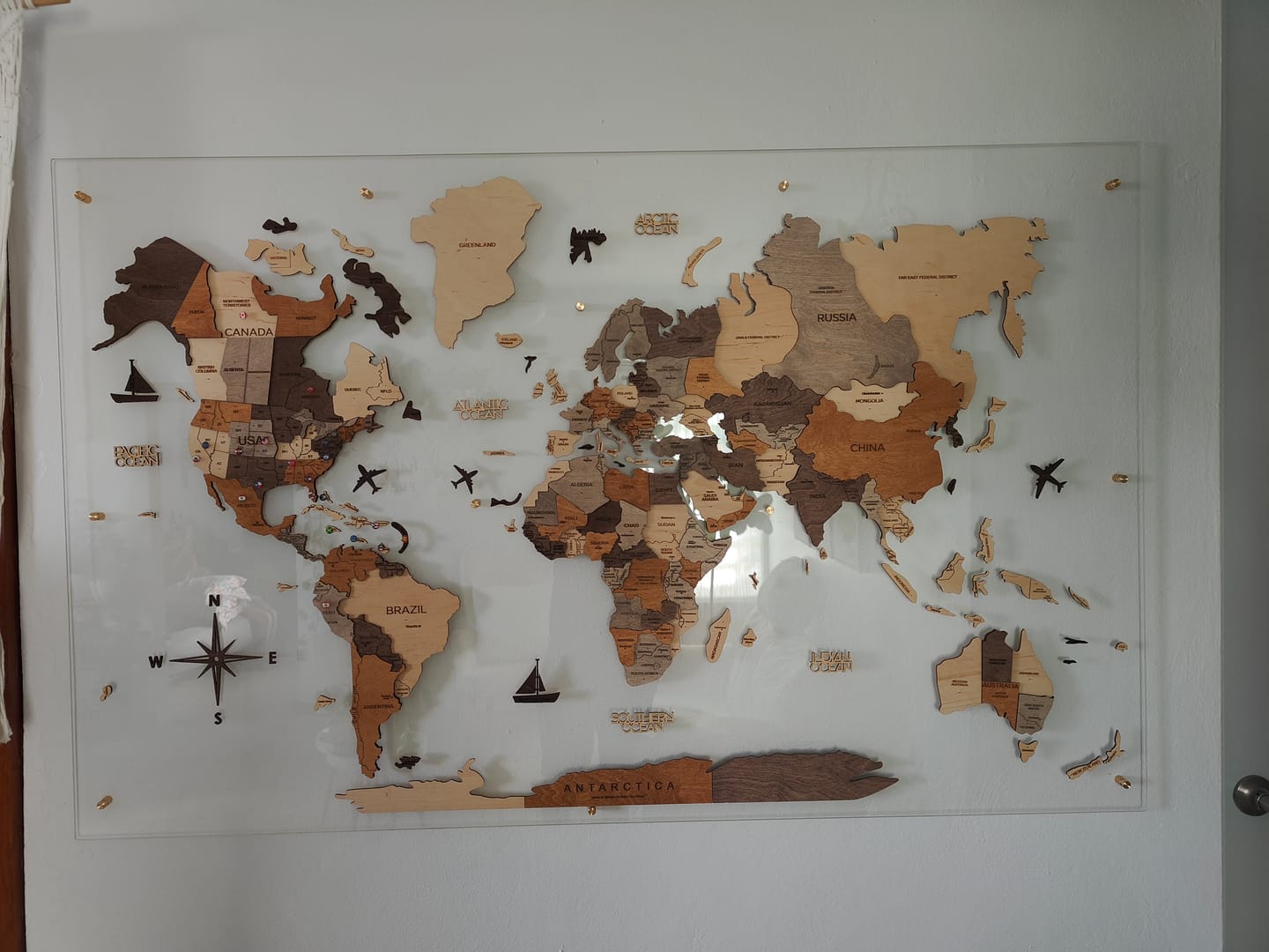 Customer photo review of 3D Wooden World Map Multicolor
