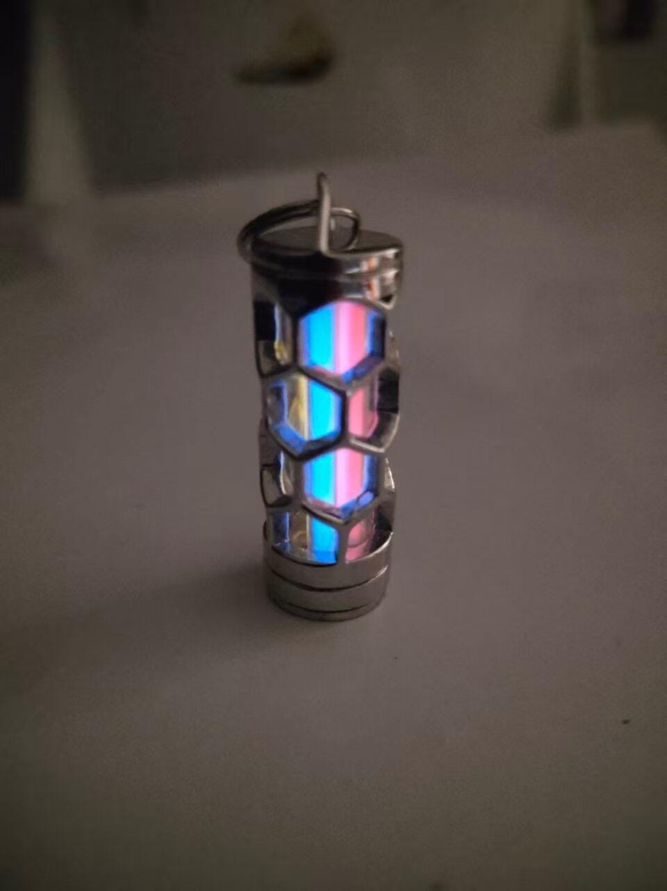 Customer photo review of Handcrafted Sterling Silver Hexcore Tritium Pendant
