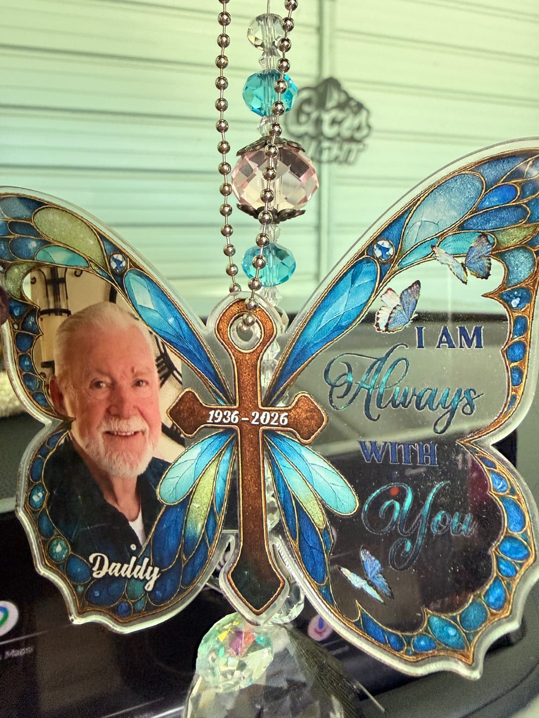 Customer photo review of I Am Always With You - Personalized Custom Car Plastic Hanging Ornament CO25