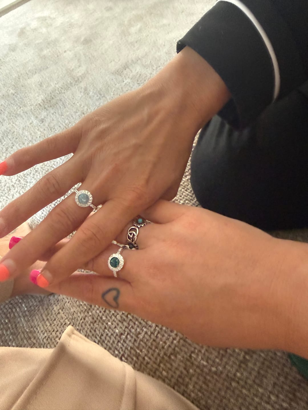 Customer photo review of Round Cubic Zirconia Halo Half Shoulder Keepsake Ring