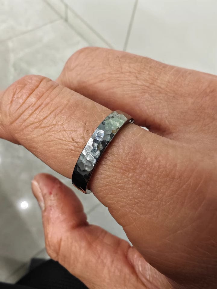 Customer photo review of Glimpse Eternity Pure Tantalum Hammered Mirror Ring