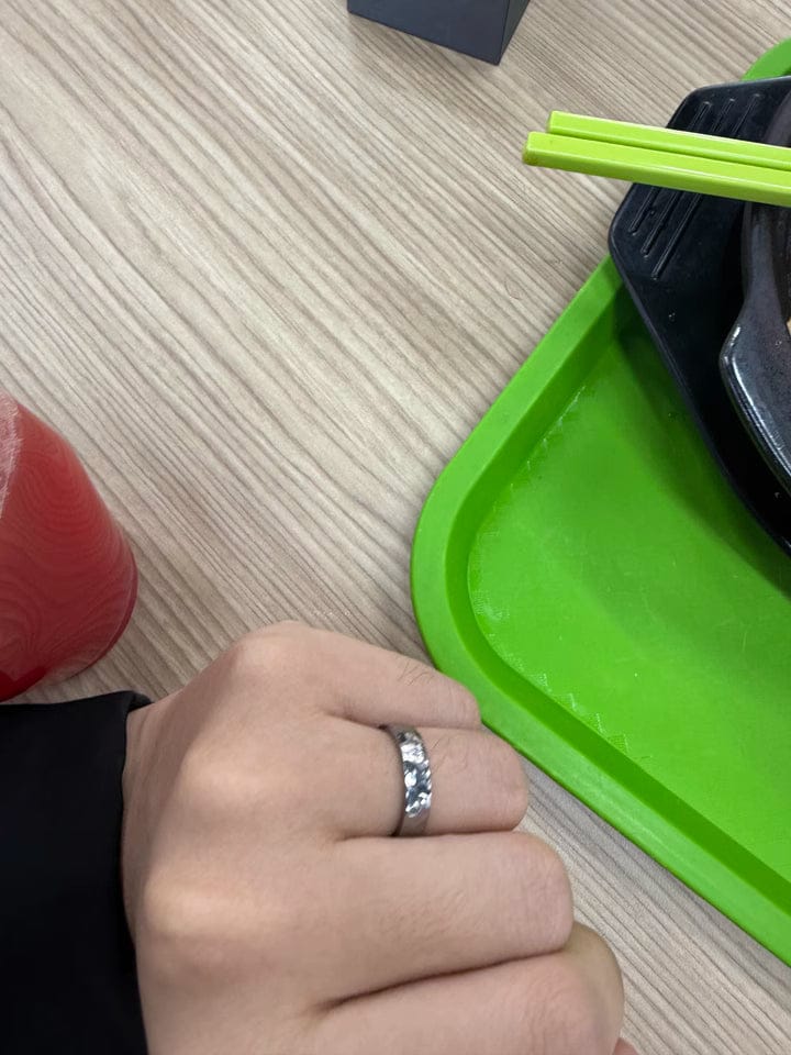 Customer photo review of Glimpse Eternity Pure Tantalum Hammered Mirror Ring