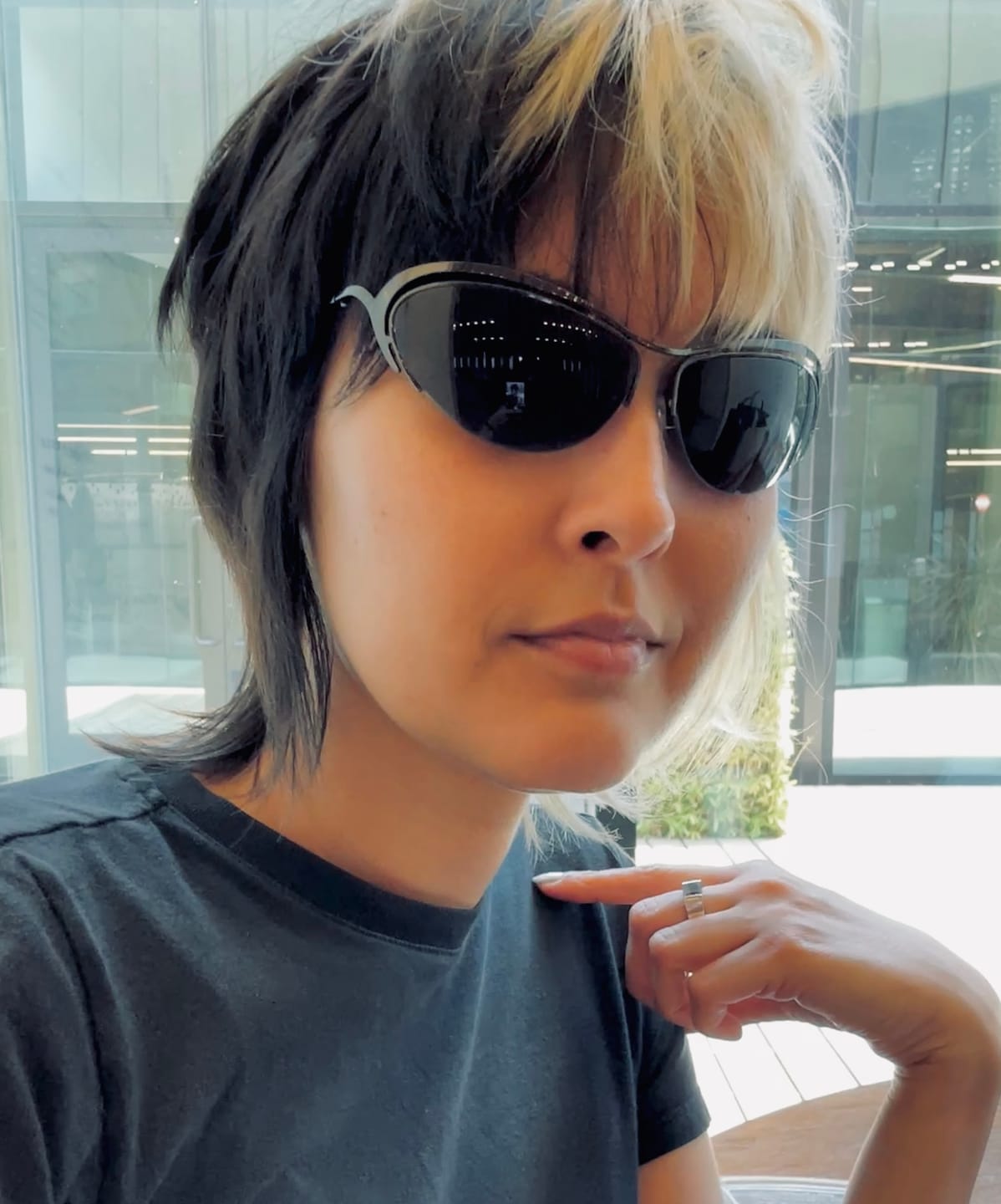 Customer photo review of "Trinity" 1990s Matrix Sunglasses