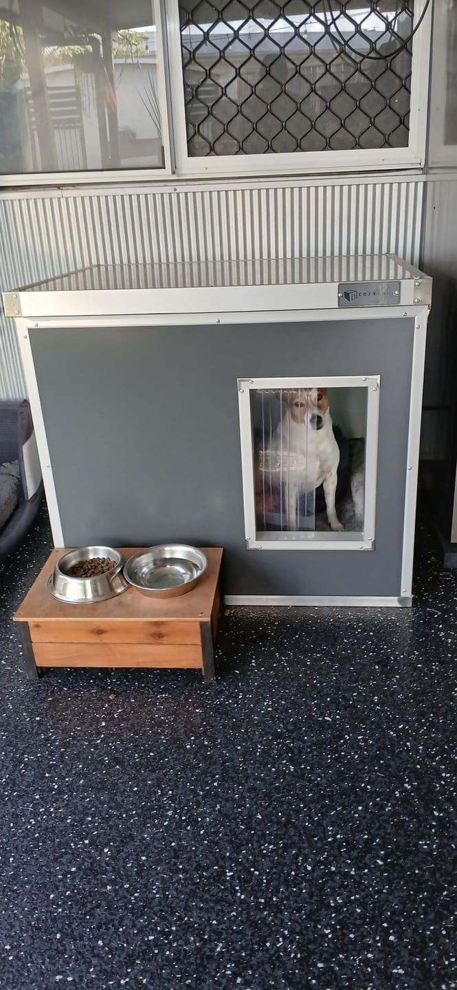 Customer photo review of CozyCube Coldroom Panel Insulated Dog House
