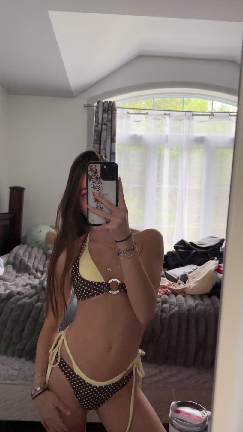 Customer photo review of Seamolly Contrast Color Polka Dot Print O Ring Double Layer Bikini Set
