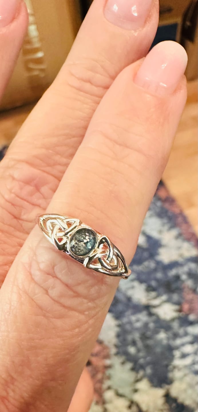 Customer photo review of Celtic Ring with Cremation Ashes