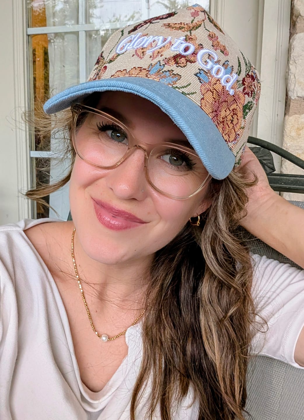 Customer photo review of Hat: Floral Glory to God