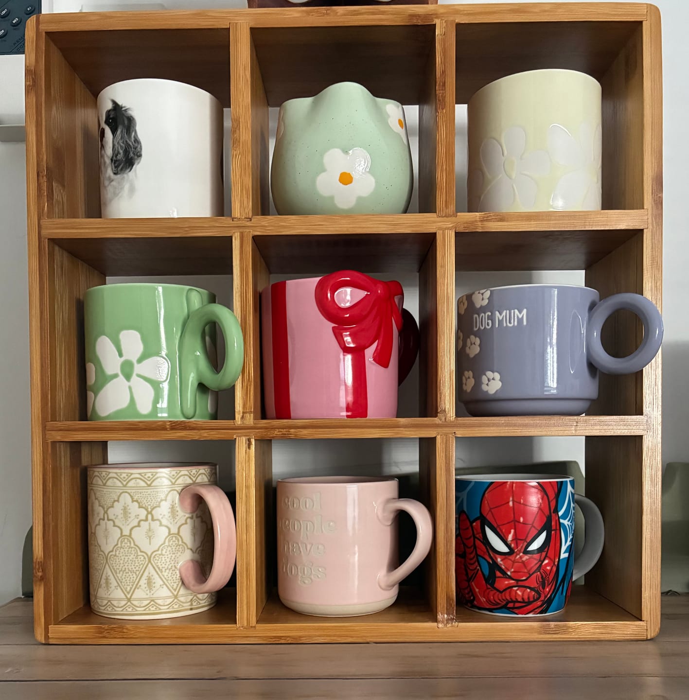Customer photo review of Coffee Tea Mug Cup Display Shelf (9 Cube)
