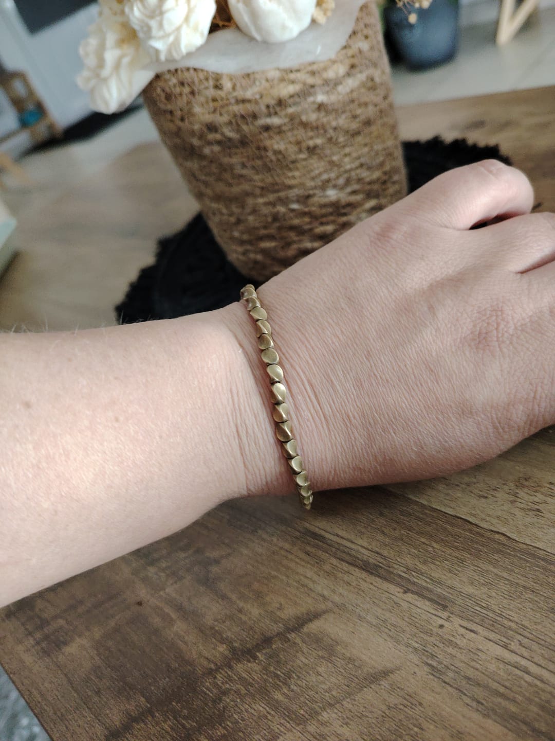 Customer photo review of Bracelet Tibétain en Perles de Cuivre