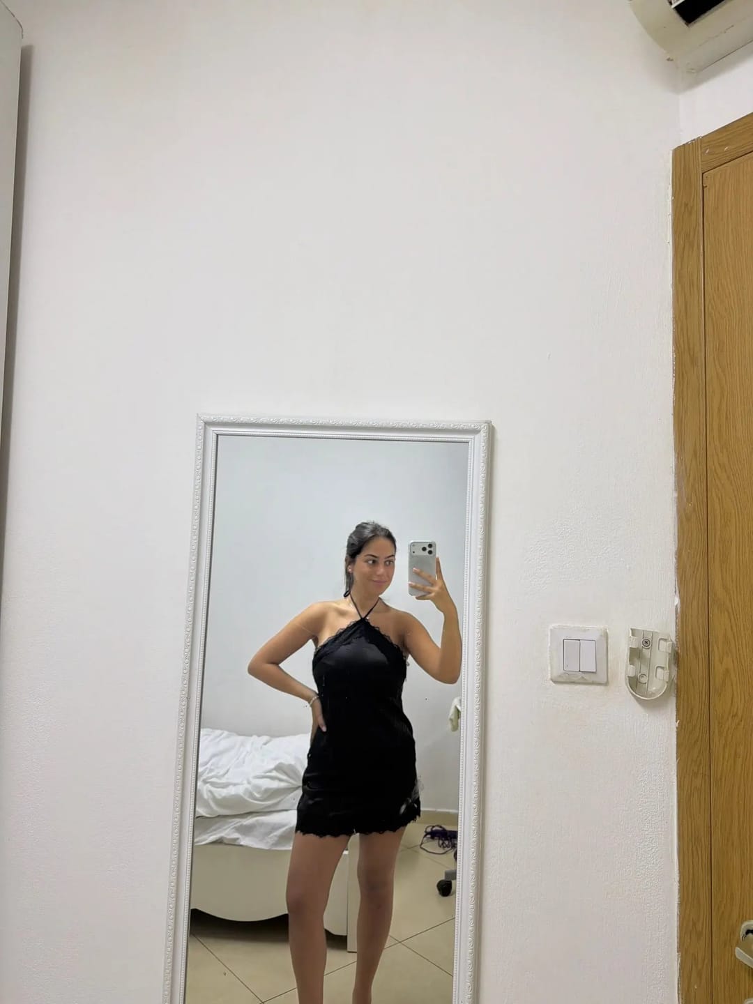 Customer photo review of Dahlia Satin Lace Halter Cami Set