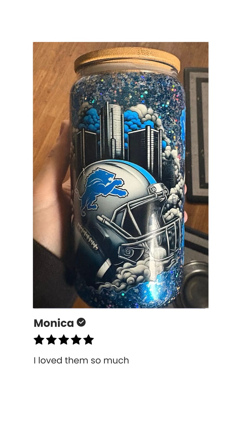 Customer photo review of 20oz Snowglobe Custom UV DTF Wrapped Tumbler with Handle